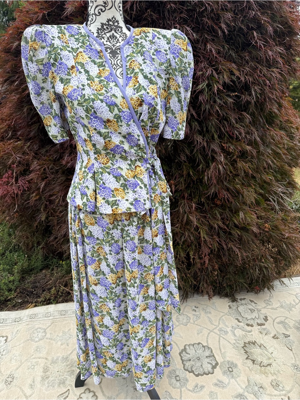 Vintage 80s/90s Leslie Fay Collections Floral Two-Piece Skirt Set - Size 8